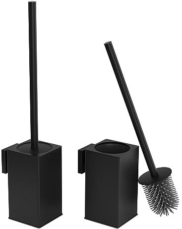 bgl WC-Bürstenhalter zur Wandmontage, 2 Stück Verpackt, Matt Schwarz Toilettenbürste, Metall