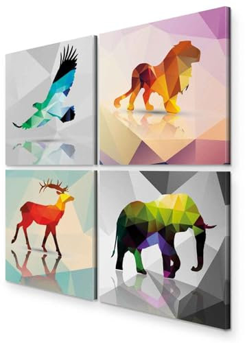 murando Akustikbilder Set Tiere 4 Teilig je Akustikschaum Hochleistungsschallabsorber Schallschutz Leinwand Wandbild Raumakustik Schalldämmung bunt g-B-0073-b-i