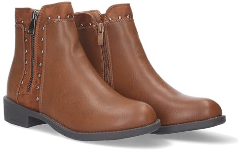 shoes&blues.es 77413 Botin para Mujer, Adorno de Tachuelas en la Cana. Cierre de Cremallera. Kaki Talla 37