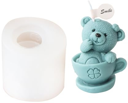 JS MOLD Kerzenform Silikon Silikonform Tiere 3D, Tassenbär, Elefant Form Silikon Seifengießform,Tier Kerzen Gießen Formen Für Die Herstellung Von Kerzen, Seifen, Kuchen Deko (bär)