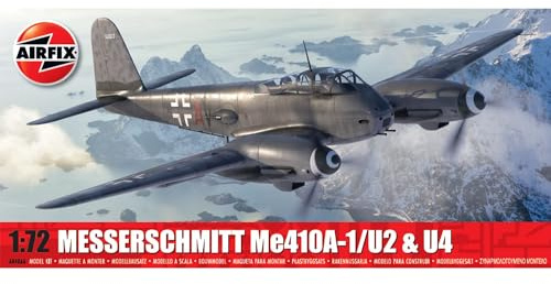 Airfix modellset – A04066 Messerschmitt Me410A-1/U2 & U4 modellbyggsats – plastmodell plankit för vuxna och barn 8+, setet innehåller granar och dekaler – skala 1:72