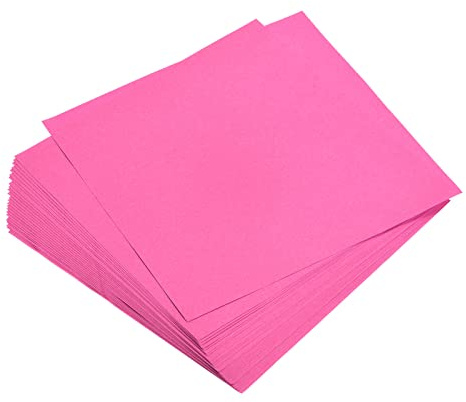 QUARKZMAN 200 Blatt Origami-Papier Buntpapier beidseitig 15x15cm (6x6) 70gsm fluoreszierendes rosa quadratisches Faltblatt für Kunsthandwerk, Anfänger, Geschenkdekoration