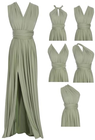 Edaydress Over 100 Styles Versatile Wrap Convertible Infinity Split Bridesmaid Dresses Full Length Dress, O3 Light Olive, Tek Beden