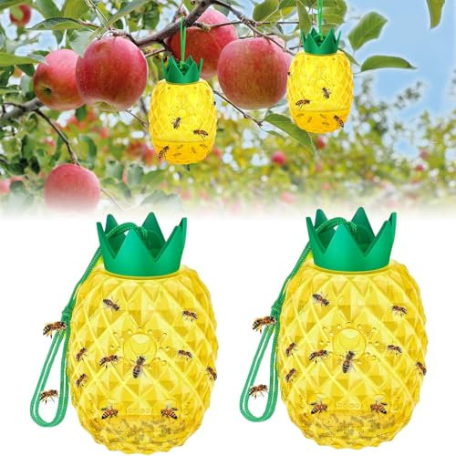 Set di 2 trappole per vespe, Wasp Trap Outdoor Hanging, trappola vespe, Pineapple Shape Wasp Bee Traps Repellent Outdoor Wasp Deterrent Killer Insect Catcher, vespe per appoggiare e appendere