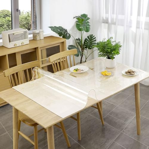 KARAT - Imperial Tovaglia trasparente opaca spessa per tavolo con bordo smussato - Compatibile con contatto alimentare - Pellicola protettiva trasparente opaca, protezione tavolo-105 x 185 cm