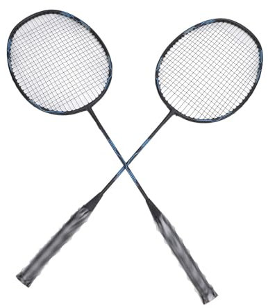 Carbon-Aluminium-Badmintonschläger, Leichtes, Robustes Schlägerset, mit Ball für das Training (Schwarz Blau