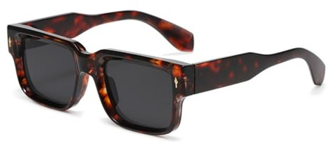 qinqilanqi-S Retro Rechteckig Sonnenbrille für Damen Herren UV400