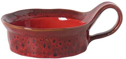 Dowbom Suppentasse mit Griff, 400 ml Mikrowellen-Suppenschüssel, Keramik-Suppentasse, Frühstücksschale, Bouillon-Tasse (rot)