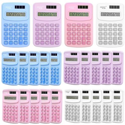 ASMIZ KC-888 Taschenrechner mit Standardfunktion, batteriebetrieben, 8-stelliges Display, Taschenformat für Studenten, Kinder, Schule, Zuhause, Büro, 24 Stück