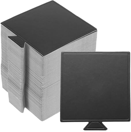 sourcing map 100pcs Mini Cake Boards, Mousse Cake Cardboards Square Cake Bases Plates Cupcake Dessert Displays Base Tray for Cakes, Pastries, Dessert Base - Grease Proof (Black)