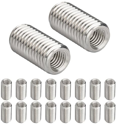 Qrity 20 Stück Gewindeeinsatz, M8 auf M6 Länge 10MM Reduziermutter, Edelstahl Gewinde Reparatur, Gewindemuttern für Möbelprojekte Reparatur