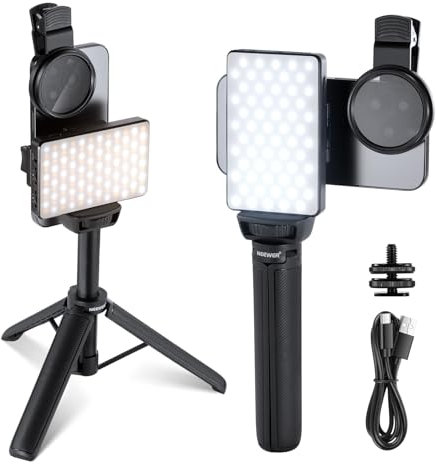 NEEWRE BASICS LED Selfie & Tattoo Light Compatible with iPhone, Clip on CPL Filter/Tripod Stand/Phone Holder, Fill Lighting Remove Reflection for Art Food Jewelry Photography Video Recording, ST120B