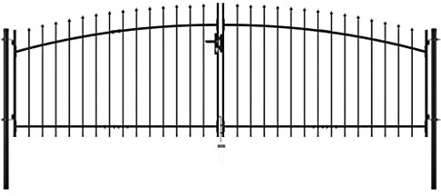 Metal Garden Gate, Swing Double Door Fence Gate with Spear Top 400x200 cm