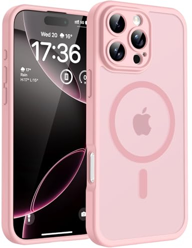 TOCOL for iPhone 16 Pro Max Case, Compatible with MagSafe, Light Pink | Full Camera Protection, Built-in Magnets, 15FT Military-Grade Shockproof Thin Slim Translucent Matte Phone Cover