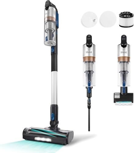 Levoit Aspirapolvere Senza Fili Potente con Mini Turbo Spazzola e Antigroviglio, 99,99% Filtrazione con HEPA, Scopa Elettrica Senza Fili con Schermo LED, Fino a 60min, per Pavimenti, Peli di Animali