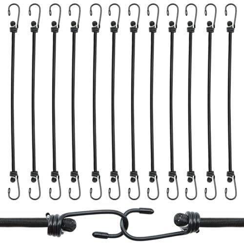 KASURE Spanngummi mit Haken,12 Stücke 40CM Expander Widerstandsfähig Spanngummi für die Sicherung von Gepäck, Gepäckträgern, Camps, Motorrädern, Planen