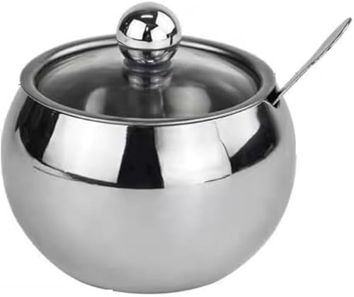 Rattleware Zuccheriera in acciaio inox con coperchio, capacità 470 ml (confezione da 2)