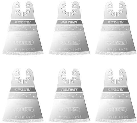 AMZWEI 6PCS Diamond Multi Tool Blade Removal Blades for Grit Grout Removal | Multi Tool Grout Remover Blades for Plaster & Mortar Grinding Shaping, Compatible with Dewalt, Milwaukee, Ryobi, Rockwell