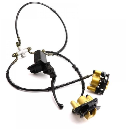 Cilindro Maestro de Freno de Disco Doble Delantero Conjunto de Pinza hidráulica 50cc 70cc 90cc 110cc 125cc Compatible con ATV Quad Go Kart Buggy Parts