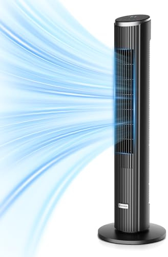 Ateroll Ventilateur Colonne Silencieux 91cm, Oscillant 90° avec Télécommande, 4 Vitesses 3 Modes Minuterie 12H & Écran LED, Ventilateur Électrique Économe en Énergie pour Maison & Bureau
