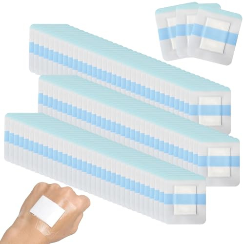 150 Pcs Waterproof Dressings for Wounds 6cm X 7cm,Clear Plasters with Cotton Absorbent Pad,Adhesive Transparent Bandage,Painless Removal,for Swimming,First Aid, Wound Care