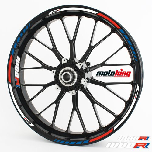 Motoking Felgenrandaufkleber RS 1000RR - Komplettset für 15 16 17 18 19 - Blau/Weiß/Rot oder Rot/Weiß wählbar