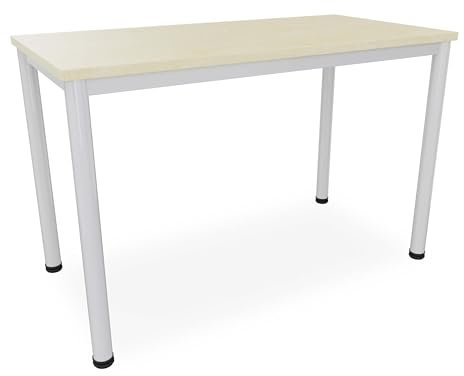 Dila GmbH Schreibtisch Verschiedene Größen und Farben, Konferenztisch graues Metallgestell, Stabiler Besprechungstisch, Bürotisch hauseigene Fertigung (B: 120 cm x T: 60 cm, Ahorn)