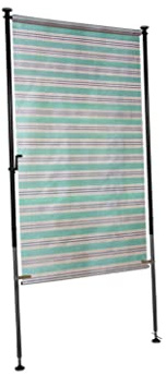 Angerer Balkonsichtschutz, Senkrechtmarkise mit Handkurbel, Terrasse/Balkon, Montage ohne Bohren, Made in Germany, Kunststoff, UV-beständig, höhenverstellbar, wasserabweisend, 120 cm Grün-Beige