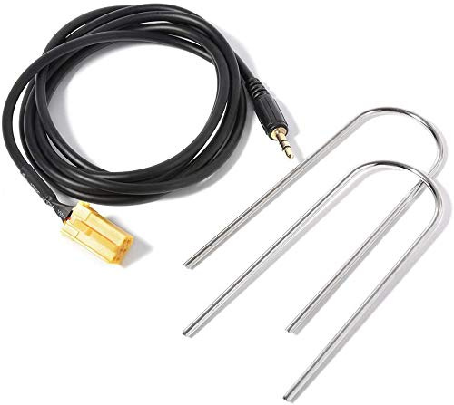 Cavo AUX per automobile, adattatore ingresso AUX placcato oro da 3,5 mm + 2 chiavi radio per iPhone/iPod, lettori MP3, cellulari