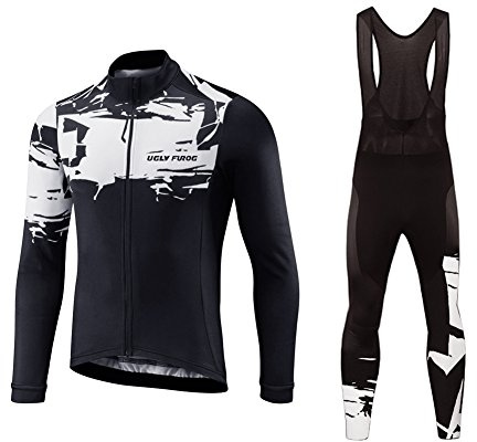 UGLY FROG Winter Radtrikot Set Thermo Fahrradhose Lang + Thermal Fahrradtrikot Langarm Pro/Windstopper/Atmungsaktiv/Winddicht FSNX02