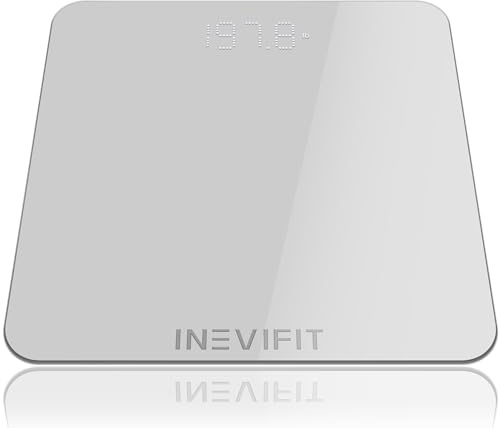 INEVIFIT Bathroom Scale, Highly Accurate Digital Bathroom Body Scale, Measures Weight for Multiple Users. Silver Large Platform 11.8X11.8