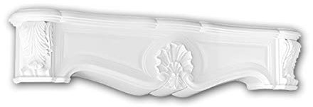 Profhome Dekorativer Kaminsims 164001 130,3 cm x 31,3 cm x 22,1 cm aus Polyurethan Hartschaum vorgrundiert