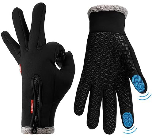 Lzfitpot Handschuhe Herren, Winterhandschuhe Damen Handschuhe Touchscreen Warm Fahrradhandschuhe Skihandschuhe,Wasserdicht, Winddicht & rutschfest