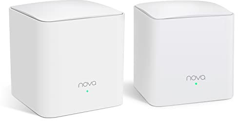 Tenda Nova MW5G Mejor Sistema WiFi Mesh, Gigabit Router (AC1200 Dual Banda Cobertura hasta 300m², 2 * 1000Mbps Puertos, hasta 80 Dispositivos, Compatible con Alexa, Control Parental, Blanco, 2 Packs)
