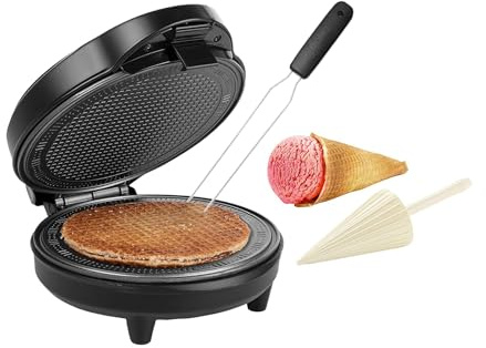 Tristar Gaufrier en forme de corail et fourchette à gaufres, Ø 20 cm, 700 W, noir, moderne, en plastique