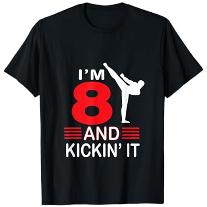 8th Birthday Karate Gifts 8 Years Old Birthday Martial Arts Gift Boys Girls T-Shirt