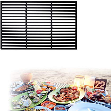 LZQ Grille de cuisson rectangulaire en fonte - Pour barbecue à gaz et au charbon de bois - Massive et émaillée - Dimensions : 28 x 42 cm