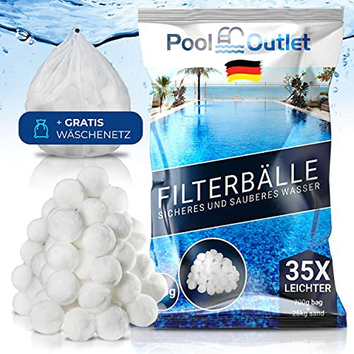 pooloutlet Premium Filterbälle für Pool 700g Filterballs 5cm Poolzubehör für Sandfilteranlage - Top Filtrationsgeschwindigkeit Poolreiniger Ersatz für 25kg Filtersand für Schwimmbad, weiß