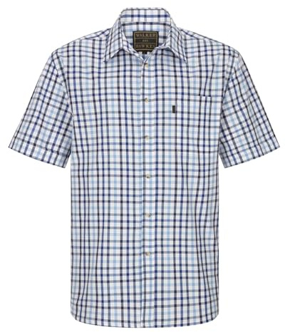 Walker and Hawkes - Herr 100 % bomull kortärmad Canterbury Country skjorta, BLÅ, 4XL