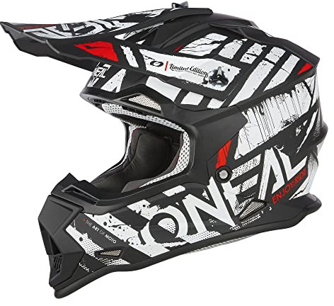 O'NEAL | Casco Motocross | MX Enduro | Standard di sicurezza ECE 22.06, aperture di ventilazione per un raffreddamento ottimale | Casco 2SRS GLITCH V.23 | Adulto | Nero Bianco | Taglia M (57/58 cm)