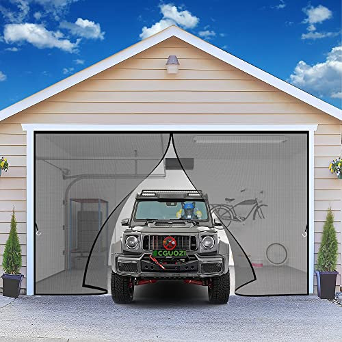 CGUOZI Heavy Duty Bug Mesh Curtain, 200 x 210 cm Single Door Mesh for Prevent Mosquito Bug with Hook&Loop Tape Garage Screen Cover Kit Garage Door Curtain, Black