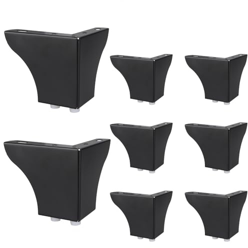 8 Stück Möbelfüße Schwarz 10cm Sofa Füße Tischbeine Metall Möbelfüße Schwarz Edelstahl Möbelbeine DIY Dreieck Schrankfüße Bettfüße Schrankbeine für Arbeitsplatte Schreibtisch, Sofa, Bar, Tisch, Sessel