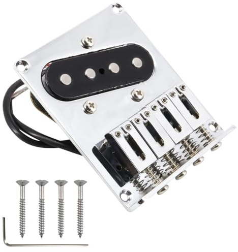 Domofa 4 String Guitar Bridge Assembly with Pickup for Telecaster Electric Guitar,Cigar Box Guitars & More Replacement Parts