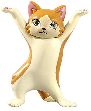AVFORA Tanzende Katzenstatue, tanzende Katze, Design, Stift, Brillenhalter, Arbeitszimmer, Dekoration, Kunsthandwerk, Geschenksammlungen (Color : B)