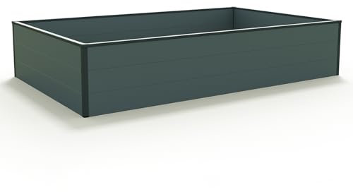 GFP HALFSIZE Aluminium Hochbeet - Platzsparendes & Stabiles Gartenbeet in Anthrazit - 195 x 119 x 39 cm - Ideales halbhohes Modell für Familien-Gartenspaß