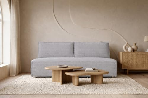 Kaiser Möbel - Sofa mit Schlaffunktion und Bettkasten, Sofa 2-sitzer, Schlafsofa mit Bettzeugbehälter, Klappsofa, Bettsofa, Bequemes Couch für Wohnzimmer, Schlafzimmer und Jugendzimmer, Duo, Silber