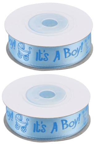 Amosfun 2rolle Geburtstagsdekoration Geschenkband Bedrucktes Satinband Für Jungen Für Erste Geburtstagsfeier Hochwertiges Bastelzubehör -verpackungszubehör