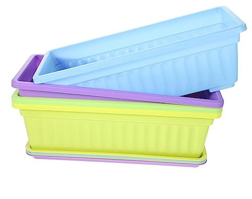 BESPORTBLE 4sätze Blumentopf Tablett Rechteckige Pflanzschale Für Sukkulenten Geeignet Für Fensterbank Und Garten Mit Drainagelöchern Gute Belüftung Und Wasserzirkulation