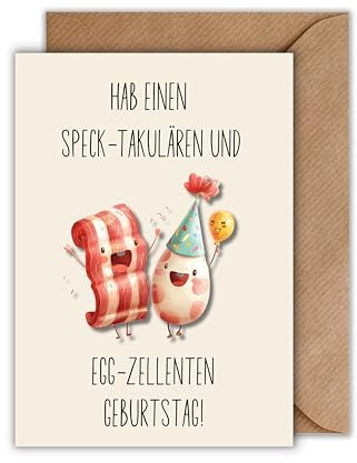 WBdesignz Lustige Geburtstagskarte mit Umschlag - Speck-Takulären und Egg-Zellenten Geburtstag Witzige Glückwunschkarte zum Geburtstag Wortspiel Karte (DIN A6)