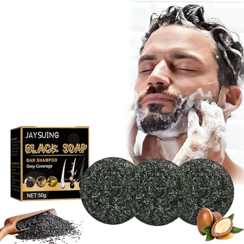 Shampoo Bar Grau Glanz Seife Haarseife gegen Graue Haare Haar Revitalisierungsbar Natural Hair Darkening Shampoo Bar Solid Shampoo Bar für Haar Anti Graue Haare für Männer und Frauen (3PC)